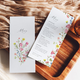 Boho Colorful WildblommFairytale Elegant bröllop Meny