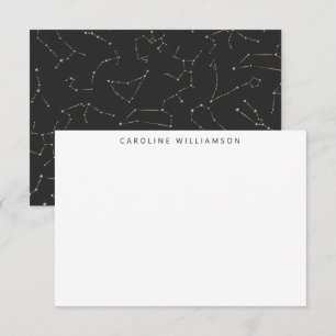 Boho Constellation Stars Black Guld Personlig  Anteckningskort