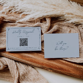 Boho Cool Marina Blue Frame QR Code Wedding  OSA Kort