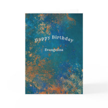 Boho Copper Blue Grunge Birthday