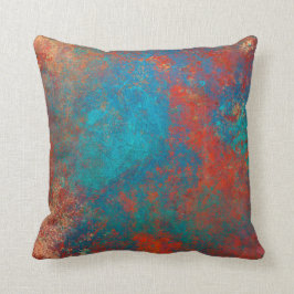 Boho Copper Blue Orange Red Grunge Kudde