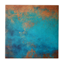 Boho Copper Blue Rustic Kakelplatta