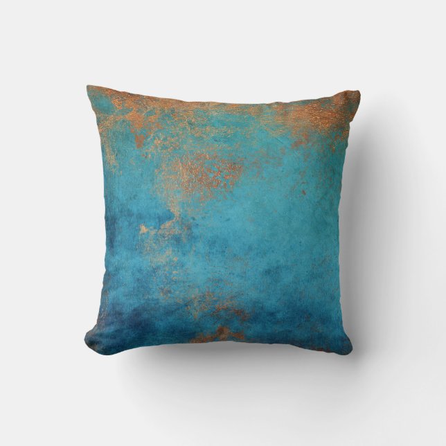 Boho Copper Blue Rustic Kudde (Framsida)