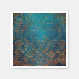 Boho Copper Blue Script Handwrite Grunge Pappersservett
