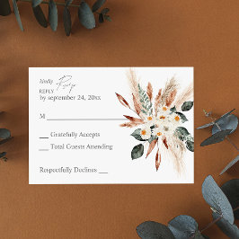 Boho Copper Löv & Pampas & Beige Blommigt no Meal OSA Kort
