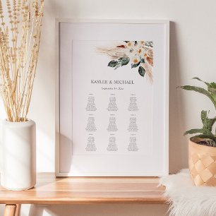Boho Copper Pampas Blommigt Event Sittdiagram - 9 Poster