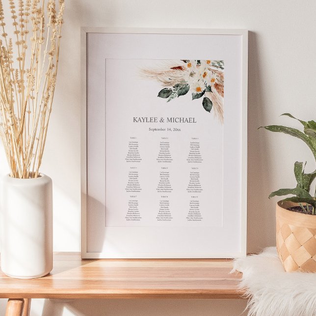 Boho Copper Pampas Blommigt Event Sittdiagram - 9 Poster (Skapare uppladdad)