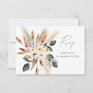 Boho Copper Pampas Grass Beige Blommigt med Meal OSA Kort