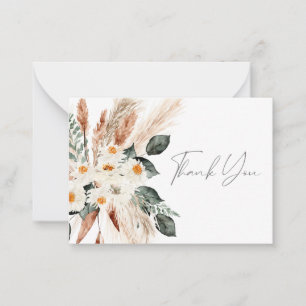 Boho Copper Pampas Grass Blommigt Tackkort Car Anteckningskort