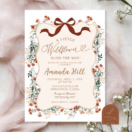 Boho Coquette Bow Vildblomma Barnkalas Inbjudningar