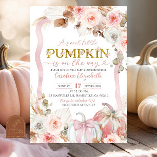 Boho Coquette Rosa Pumpkin Baby Shower Inbjudningar