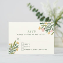 Boho Coquette Vintage Blommigt Watercolor Bröllop