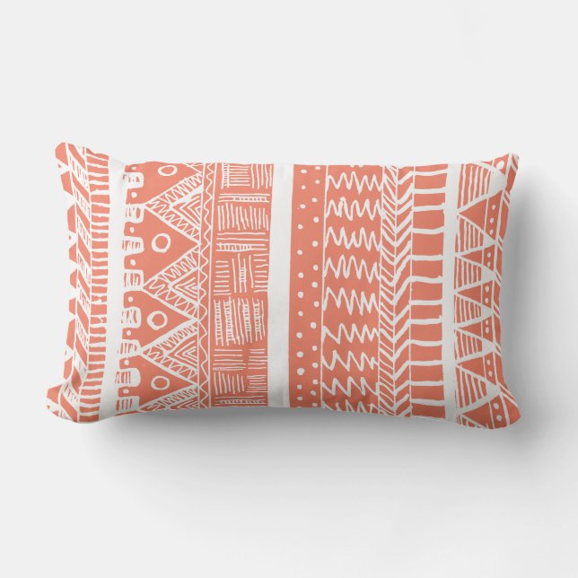 Boho Coral Aztec Lumbarkudde (Framsida)