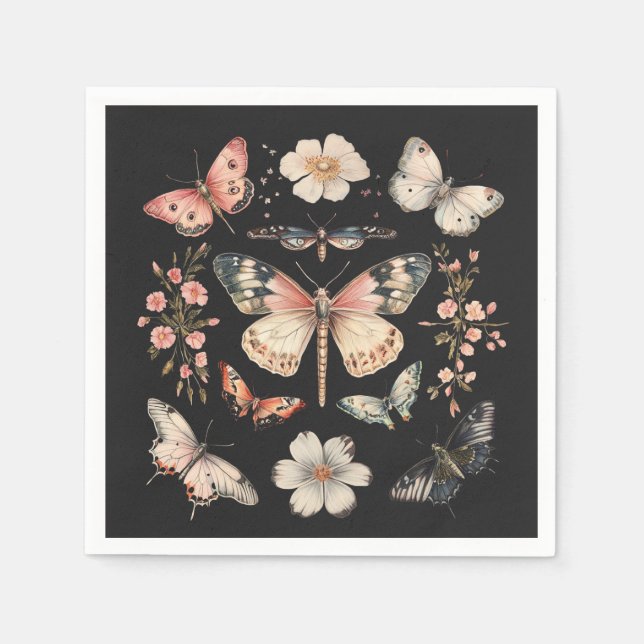 Boho Cottagecore Monarch Butterfly Pappersservett (Framsidan)