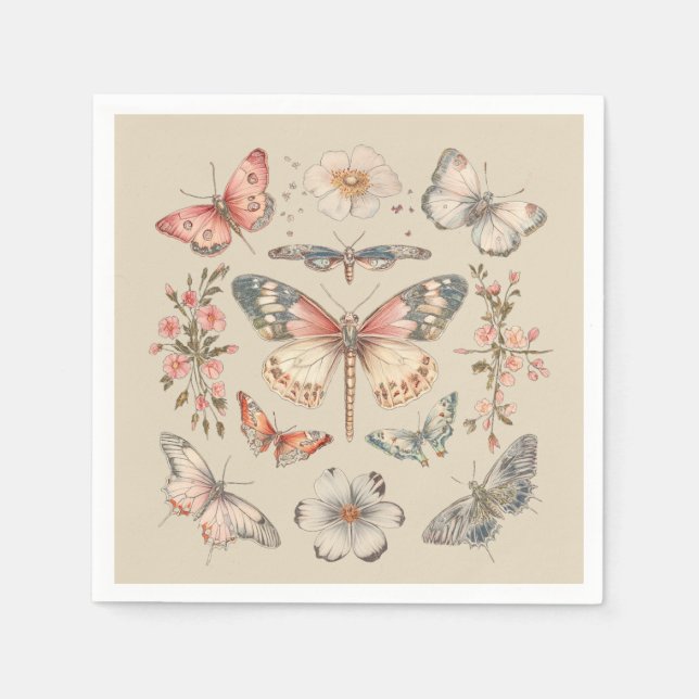 Boho Cottagecore Monarkfjäril Pappersservett (Framsidan)