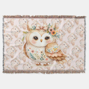 Boho Cottagecore Uggla Blommigt Farmcore Charm Filt