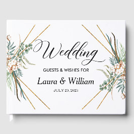 Boho Cotton Greenery Glitter Ram Skript Bröllop Gästböcker