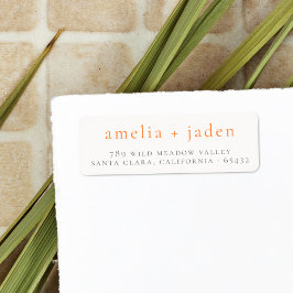 Boho Couple Namn Orange & White Returadress Etikett