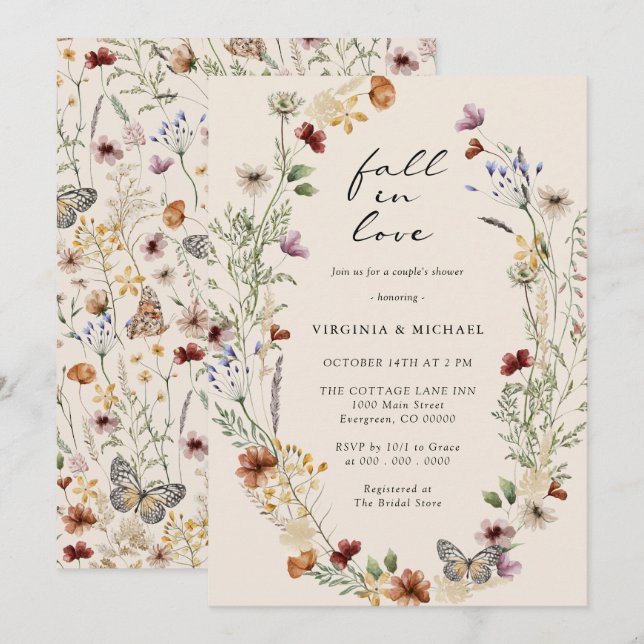 Boho Couples Shower-inbjudan Inbjudningar (Fram/baksida)