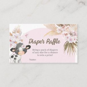 Boho Cow Baby Shower Raffle Visitkort
