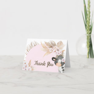 Boho Cow Baby Shower - tackkort