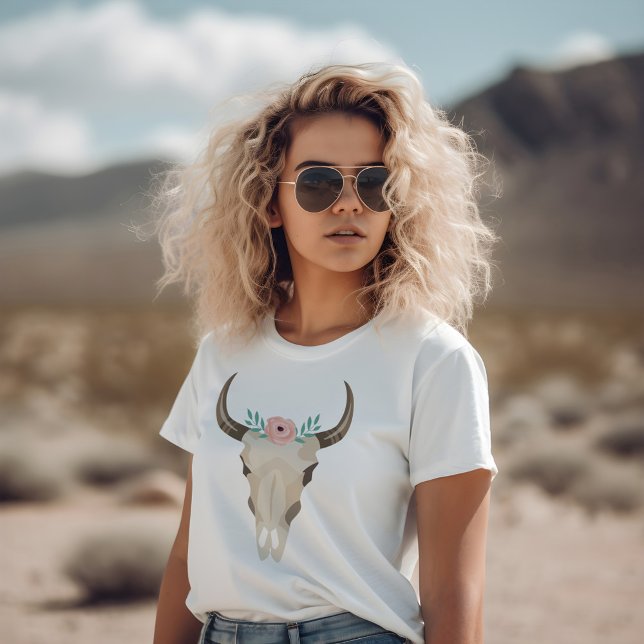 Boho Cow Skull T Shirt (Skapare uppladdad)