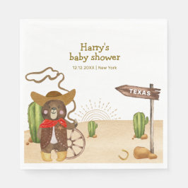 Boho Cowboy Bear Western Rodeo Cactus Baby Shower Pappersservett