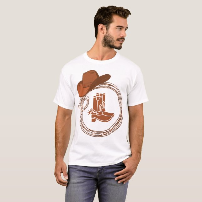 Boho Cowboy Boots Western T Shirt (Hel framsida)
