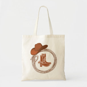 Boho Cowboy Boots Western Tote Bag Tygkasse
