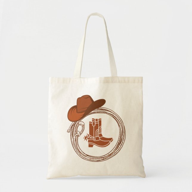 Boho Cowboy Boots Western Tote Bag Tygkasse (Framsidan)