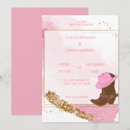 Boho Cowboy Boots Westerna bröllopsinbjudan Inbjudningar