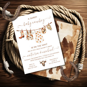 Boho Cowboy Clothesline Baby Shower Inbjudningar