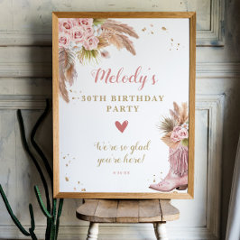 Boho Cowgirl Boot Pampas Grass Ro Välkommen Poster