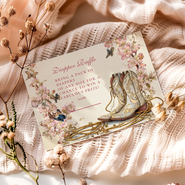 Boho Cowgirl Boots Diapper Raffle Tilläggskort (Skapare uppladdad)