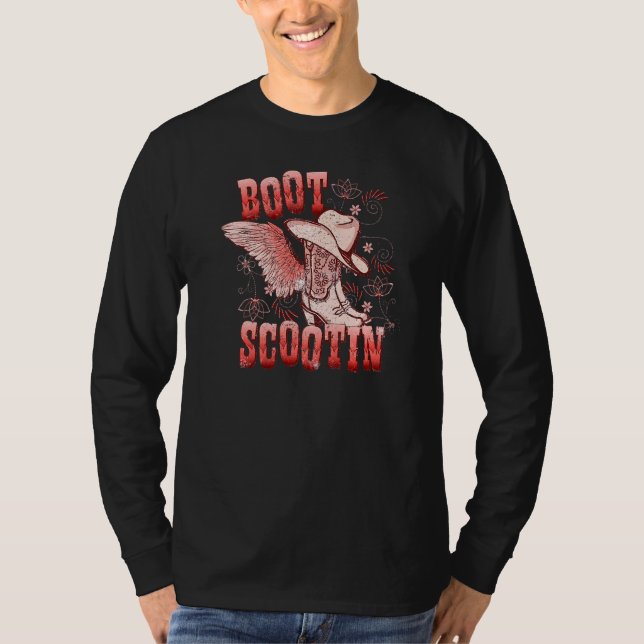 Boho Cowgirl Boots Hat Boot Scooting Western Count T Shirt (Framsida)
