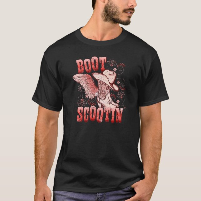 Boho Cowgirl Boots Hat Boot Scooting Western Count T Shirt (Framsida)