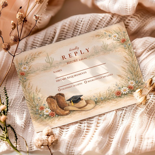 Boho Cowgirl Examenstårtjejfest OSA Kort (Skapare uppladdad)