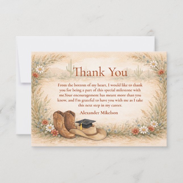 Boho Cowgirl Graduation Party Tack Kort (Framsida)