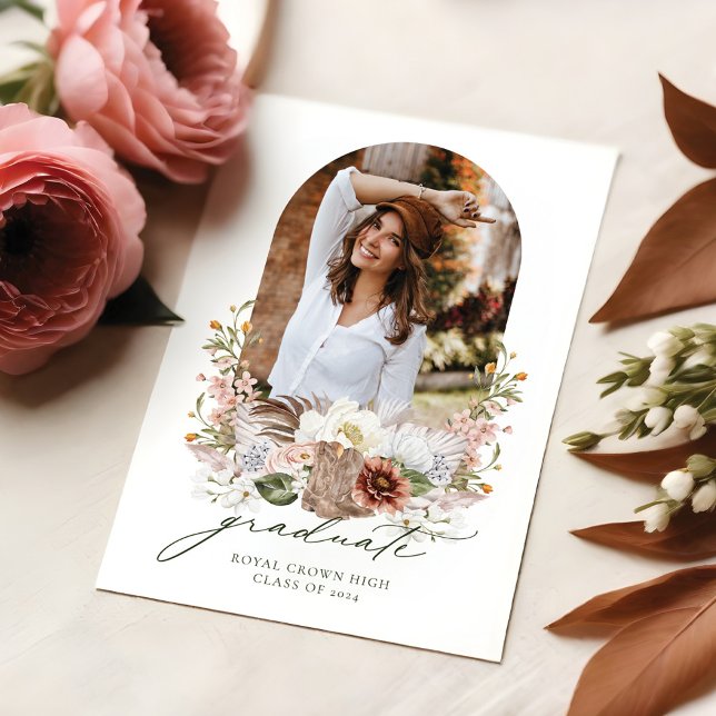 Boho Cowgirl Land Westerna Studentfest Inbjudningar (Boho Cowgirl Country Western Graduation Party Invitation)