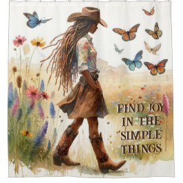 Boho Cowgirl och Butterflies Shower Curtain