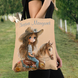 Boho Cowgirl Personlig Häst Totebag Tygkasse