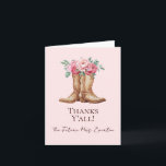 Boho Cowgirl Rustic Pink Floral Bridal Thank You Tack Kort<br><div class="desc">Boho Cowgirl Rustic Pink Floral Bridal Thank You Celebrate your bridal shower in true Western style with this rustic cowgirl Thanks Y'all card featuring watercolor leather boots and soft blush pink peonies. Designed with an elegant script, this chic country stationery coordinates perfectly with the Rustic Cowgirl & Pink Peonies invitation...</div>