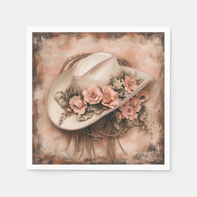 Boho Cowgirl Western Blommigt Bröllop Napkins Pappersservett (Framsidan)
