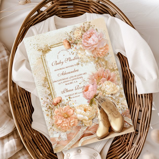 Boho Cowgirl Western Theme Baby Shower Inbjudningar (Skapare uppladdad)