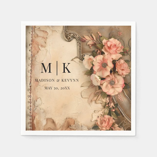 Boho Cowgirl Westerna Blommigt Bröllop Napkins Pappersservett (Framsidan)