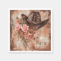 Boho Cowgirl Westerna Blommigt Bröllop Napkins