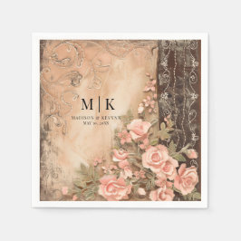 Boho Cowgirl Westerna Blommigt Bröllop Napkins Pappersservett