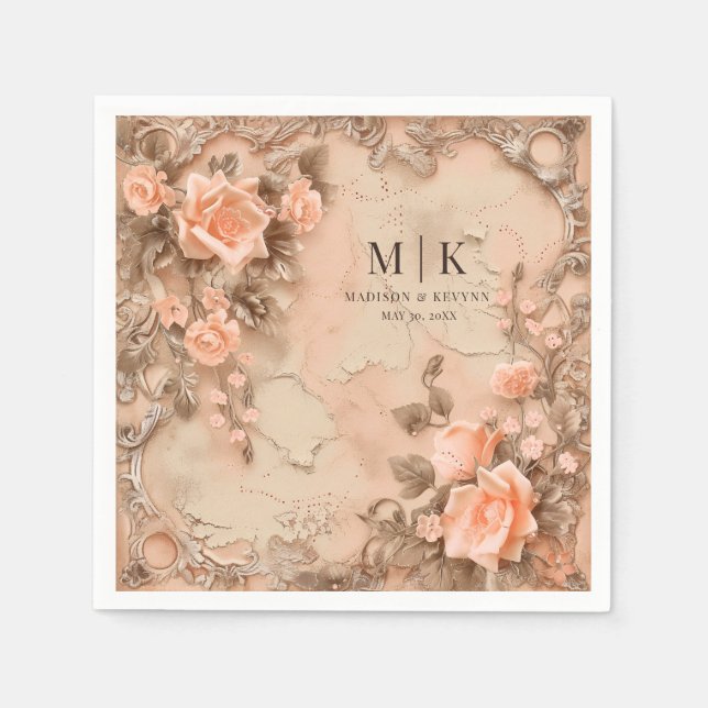 Boho Cowgirl Westerna Blommigt Bröllop Napkins Pappersservett (Framsidan)