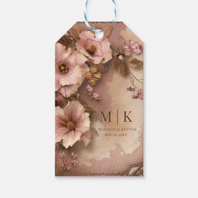 Boho Cowgirl Westerna Blommigt Bröllop Napkins Presentetikett (Framsidan)
