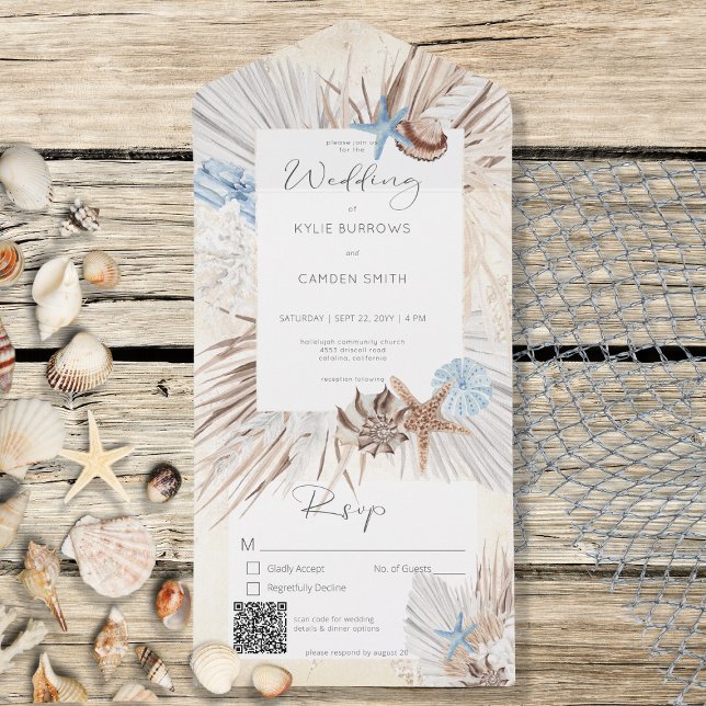 Boho Cream Beach Rustic QR-kod (Skapare uppladdad)